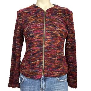 Notations full zip colorful sweater jacket